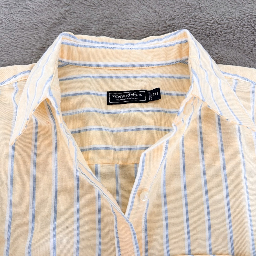 Vineyard Vines Yellow and Blue Striped Shirt